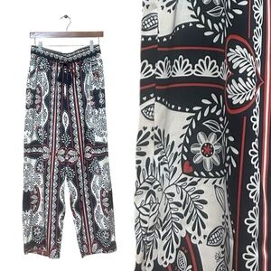 Rachel Zoe Palladio pat wide legged size small black white red hearts